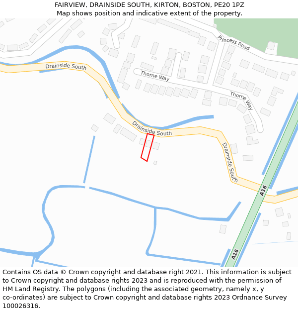 FAIRVIEW, DRAINSIDE SOUTH, KIRTON, BOSTON, PE20 1PZ: Location map and indicative extent of plot