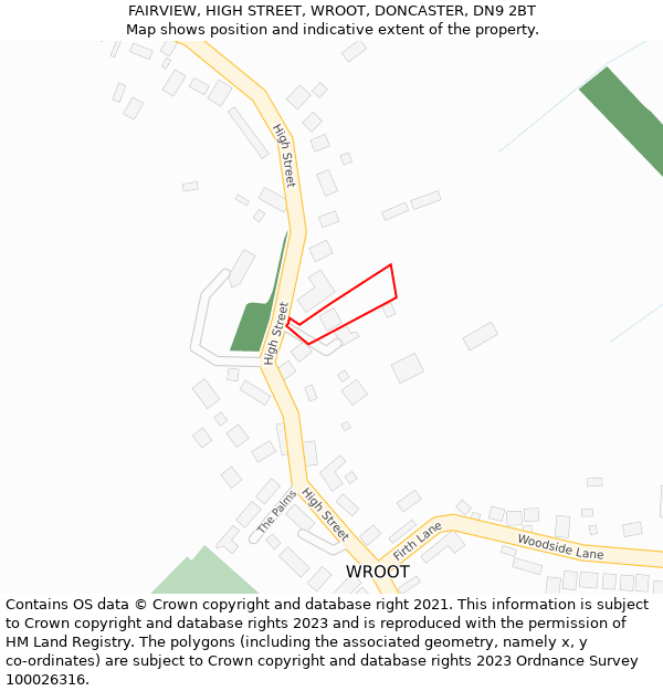 FAIRVIEW, HIGH STREET, WROOT, DONCASTER, DN9 2BT: Location map and indicative extent of plot