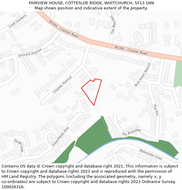 FAIRVIEW HOUSE, COTTESLOE RIDGE, WHITCHURCH, SY13 1NN: Location map and indicative extent of plot