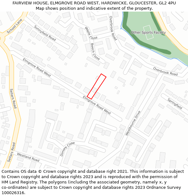FAIRVIEW HOUSE, ELMGROVE ROAD WEST, HARDWICKE, GLOUCESTER, GL2 4PU: Location map and indicative extent of plot
