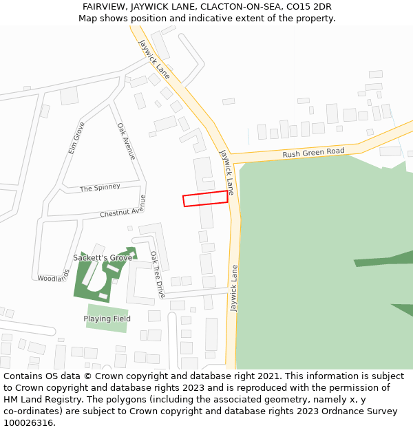 FAIRVIEW, JAYWICK LANE, CLACTON-ON-SEA, CO15 2DR: Location map and indicative extent of plot