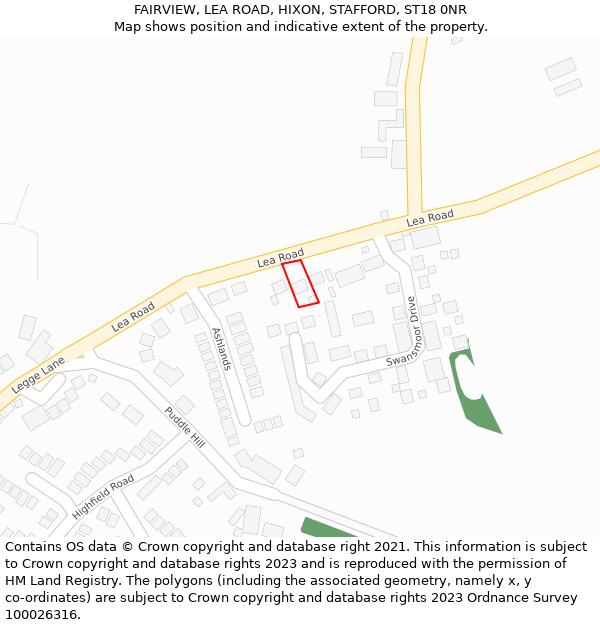 FAIRVIEW, LEA ROAD, HIXON, STAFFORD, ST18 0NR: Location map and indicative extent of plot