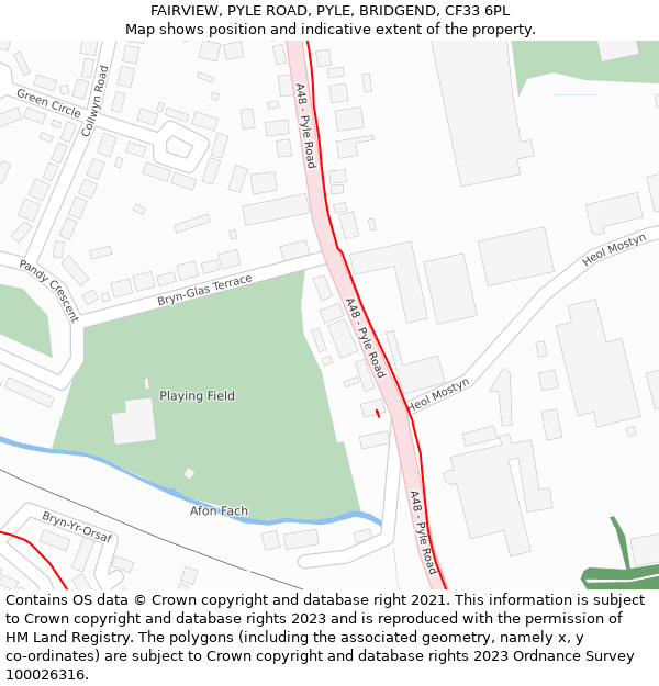 FAIRVIEW, PYLE ROAD, PYLE, BRIDGEND, CF33 6PL: Location map and indicative extent of plot