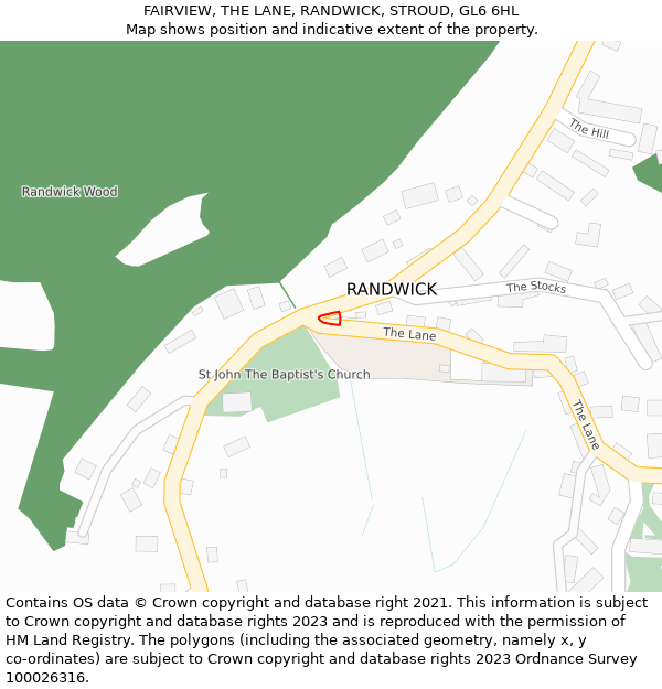 FAIRVIEW, THE LANE, RANDWICK, STROUD, GL6 6HL: Location map and indicative extent of plot