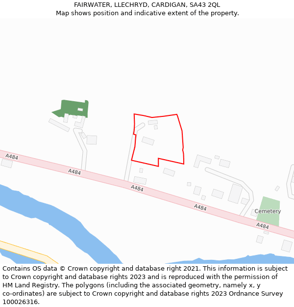 FAIRWATER, LLECHRYD, CARDIGAN, SA43 2QL: Location map and indicative extent of plot