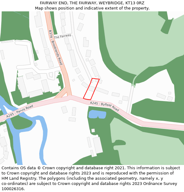 FAIRWAY END, THE FAIRWAY, WEYBRIDGE, KT13 0RZ: Location map and indicative extent of plot