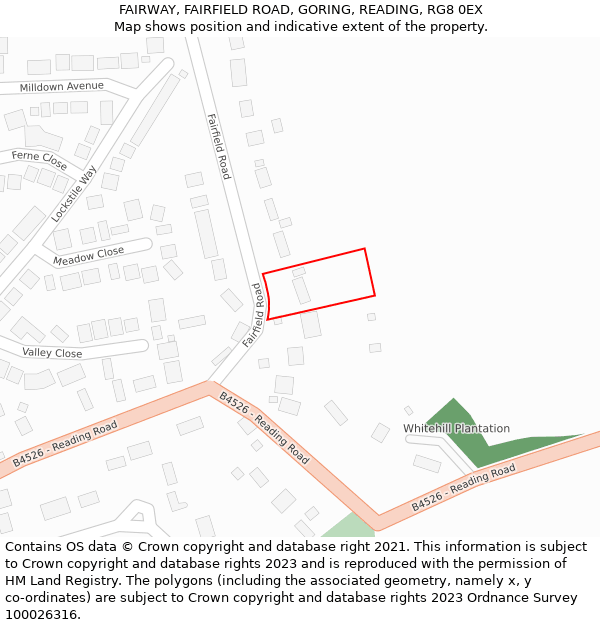 FAIRWAY, FAIRFIELD ROAD, GORING, READING, RG8 0EX: Location map and indicative extent of plot