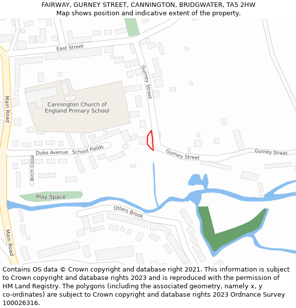 FAIRWAY, GURNEY STREET, CANNINGTON, BRIDGWATER, TA5 2HW: Location map and indicative extent of plot