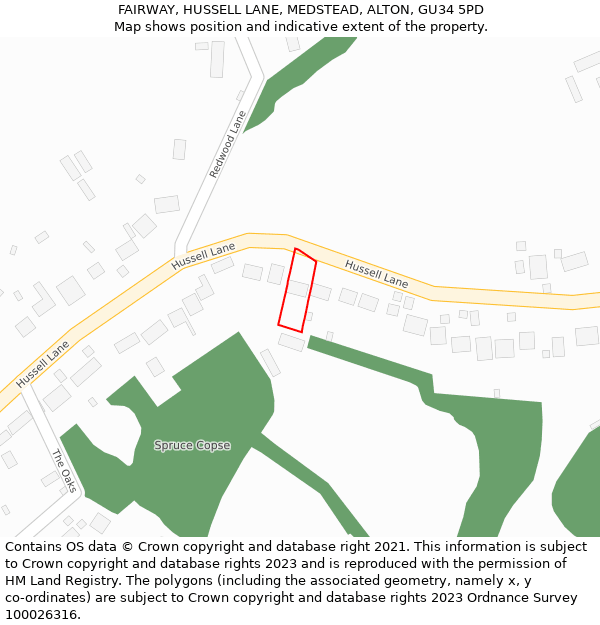 FAIRWAY, HUSSELL LANE, MEDSTEAD, ALTON, GU34 5PD: Location map and indicative extent of plot