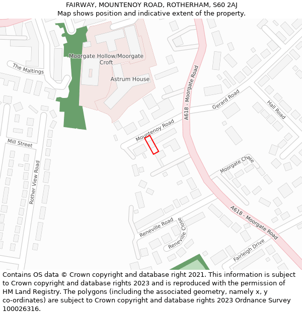 FAIRWAY, MOUNTENOY ROAD, ROTHERHAM, S60 2AJ: Location map and indicative extent of plot