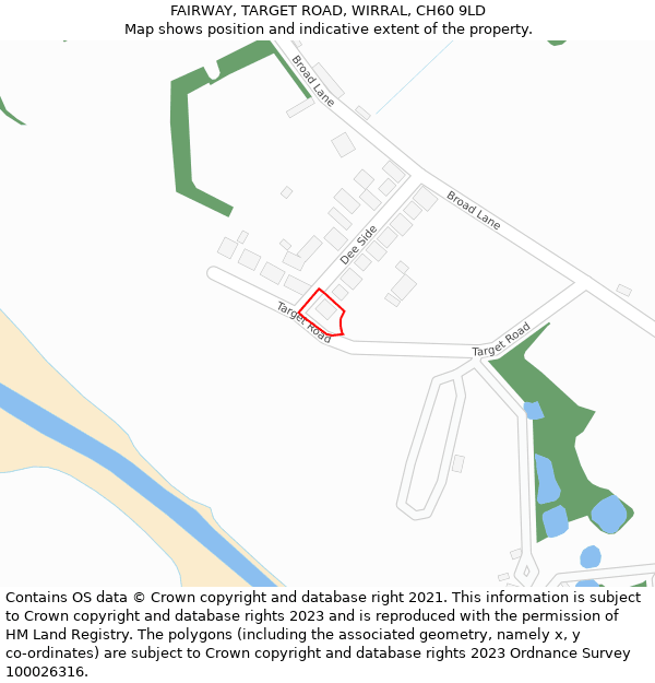 FAIRWAY, TARGET ROAD, WIRRAL, CH60 9LD: Location map and indicative extent of plot