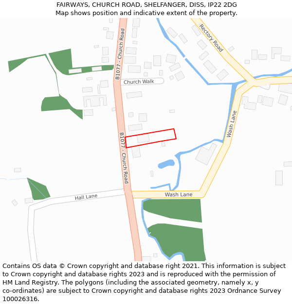 FAIRWAYS, CHURCH ROAD, SHELFANGER, DISS, IP22 2DG: Location map and indicative extent of plot