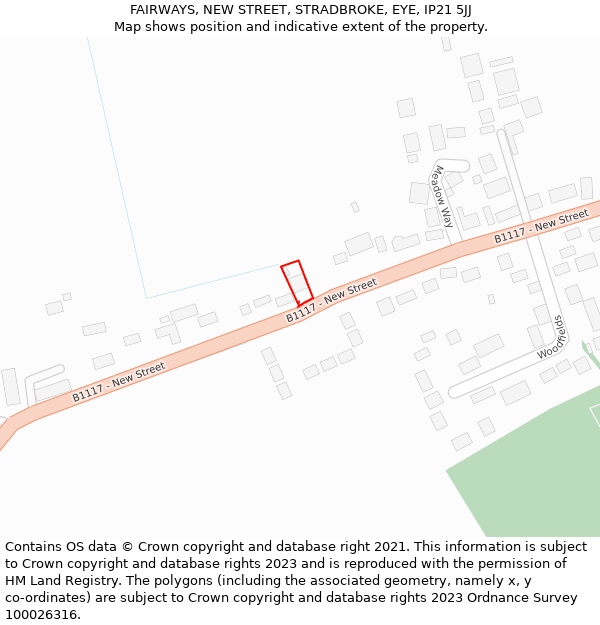 FAIRWAYS, NEW STREET, STRADBROKE, EYE, IP21 5JJ: Location map and indicative extent of plot