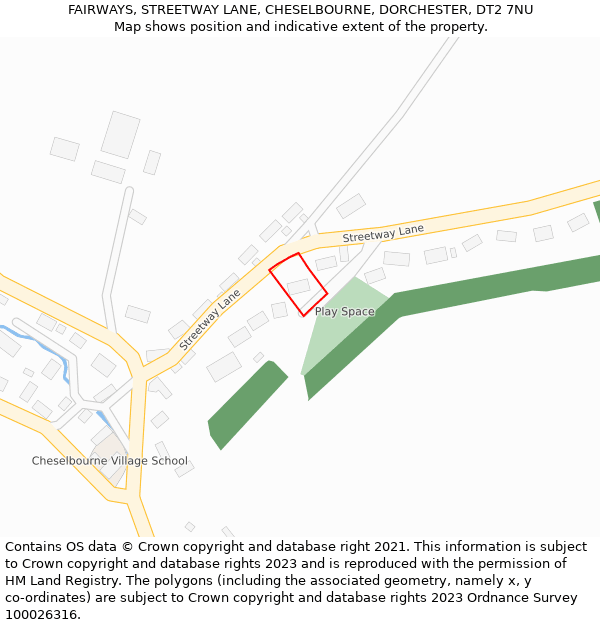 FAIRWAYS, STREETWAY LANE, CHESELBOURNE, DORCHESTER, DT2 7NU: Location map and indicative extent of plot