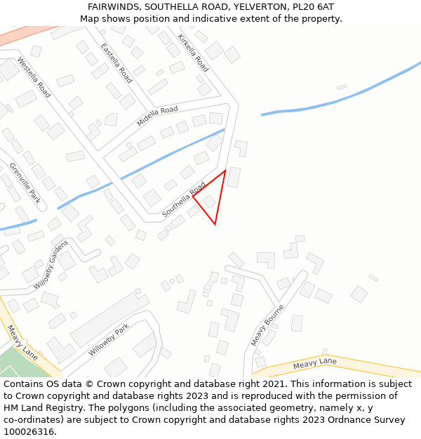 FAIRWINDS, SOUTHELLA ROAD, YELVERTON, PL20 6AT: Location map and indicative extent of plot