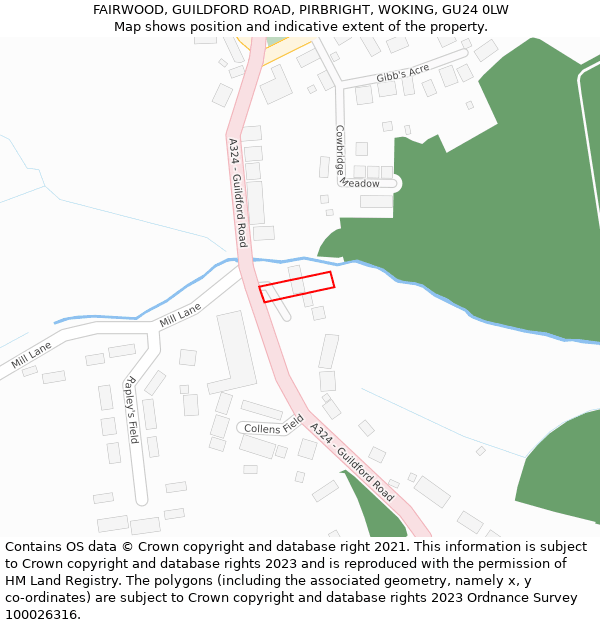 FAIRWOOD, GUILDFORD ROAD, PIRBRIGHT, WOKING, GU24 0LW: Location map and indicative extent of plot