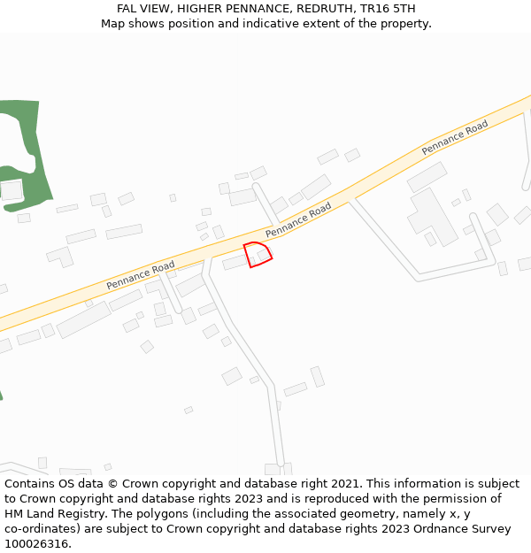 FAL VIEW, HIGHER PENNANCE, REDRUTH, TR16 5TH: Location map and indicative extent of plot