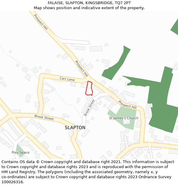 FALAISE, SLAPTON, KINGSBRIDGE, TQ7 2PT: Location map and indicative extent of plot