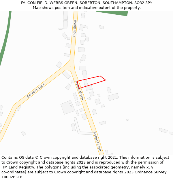 FALCON FIELD, WEBBS GREEN, SOBERTON, SOUTHAMPTON, SO32 3PY: Location map and indicative extent of plot