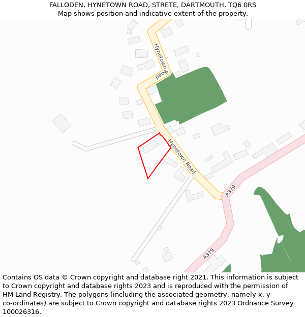 FALLODEN, HYNETOWN ROAD, STRETE, DARTMOUTH, TQ6 0RS: Location map and indicative extent of plot