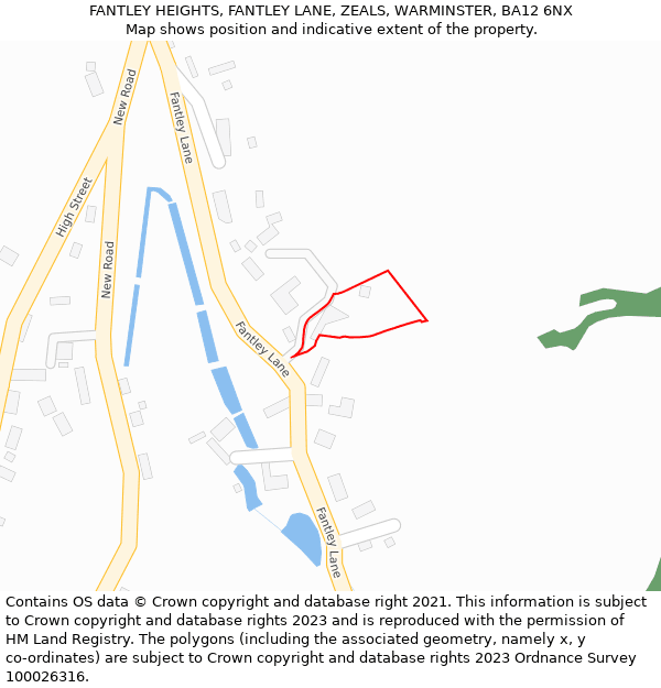 FANTLEY HEIGHTS, FANTLEY LANE, ZEALS, WARMINSTER, BA12 6NX: Location map and indicative extent of plot