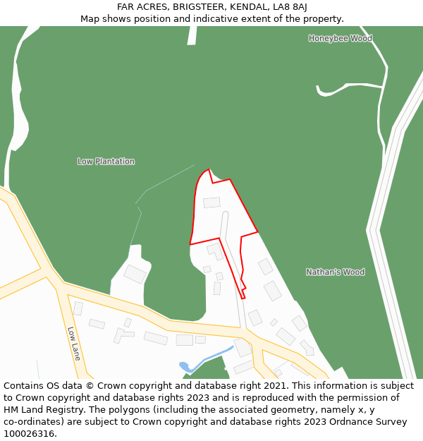FAR ACRES, BRIGSTEER, KENDAL, LA8 8AJ: Location map and indicative extent of plot