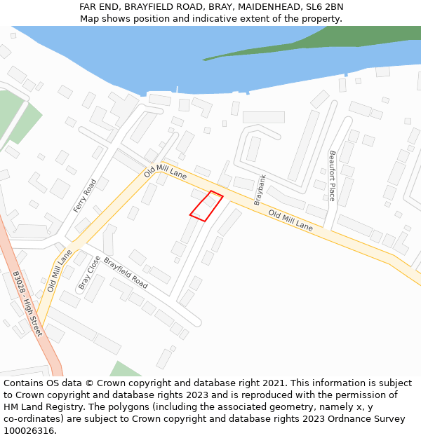 FAR END, BRAYFIELD ROAD, BRAY, MAIDENHEAD, SL6 2BN: Location map and indicative extent of plot