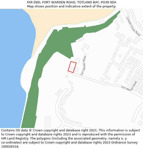 FAR END, FORT WARDEN ROAD, TOTLAND BAY, PO39 0DA: Location map and indicative extent of plot
