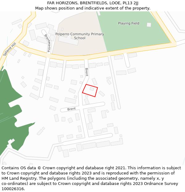 FAR HORIZONS, BRENTFIELDS, LOOE, PL13 2JJ: Location map and indicative extent of plot