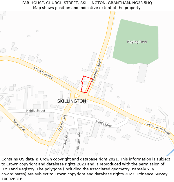 FAR HOUSE, CHURCH STREET, SKILLINGTON, GRANTHAM, NG33 5HQ: Location map and indicative extent of plot