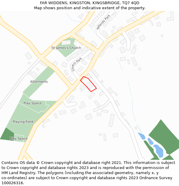 FAR WIDDENS, KINGSTON, KINGSBRIDGE, TQ7 4QD: Location map and indicative extent of plot