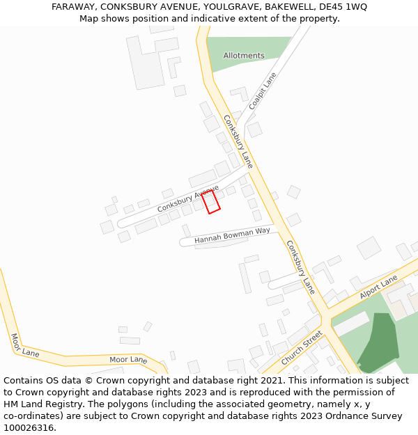 FARAWAY, CONKSBURY AVENUE, YOULGRAVE, BAKEWELL, DE45 1WQ: Location map and indicative extent of plot