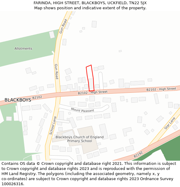 FARINDA, HIGH STREET, BLACKBOYS, UCKFIELD, TN22 5JX: Location map and indicative extent of plot