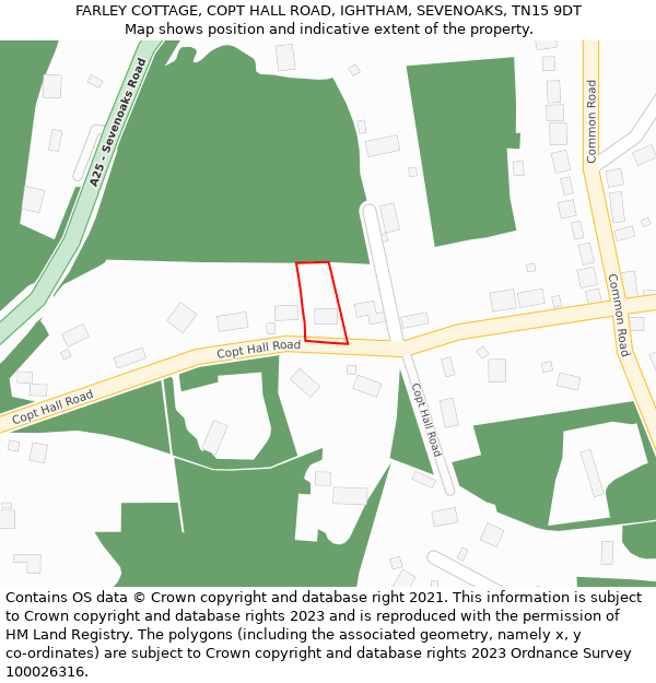 FARLEY COTTAGE, COPT HALL ROAD, IGHTHAM, SEVENOAKS, TN15 9DT: Location map and indicative extent of plot
