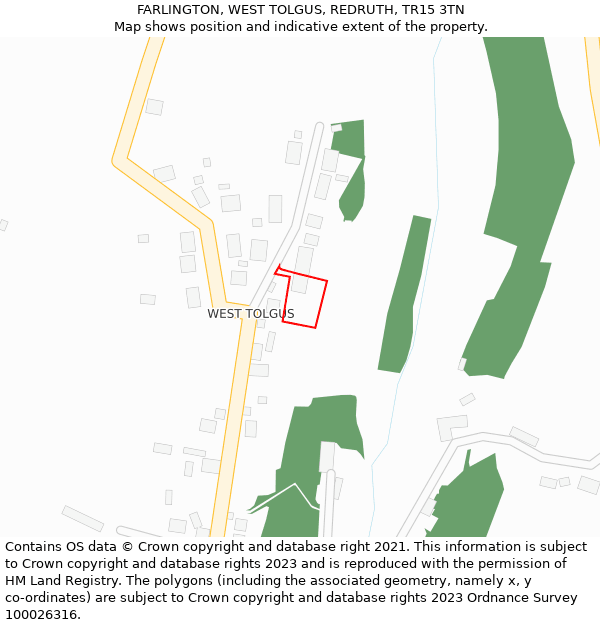 FARLINGTON, WEST TOLGUS, REDRUTH, TR15 3TN: Location map and indicative extent of plot