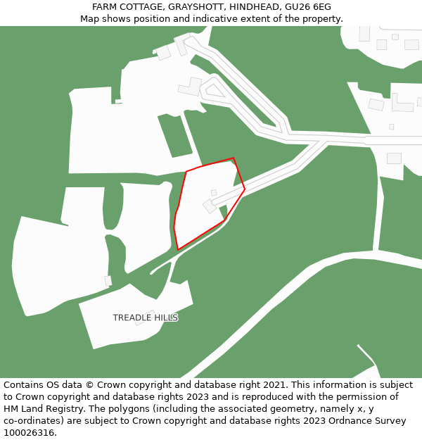 FARM COTTAGE, GRAYSHOTT, HINDHEAD, GU26 6EG: Location map and indicative extent of plot