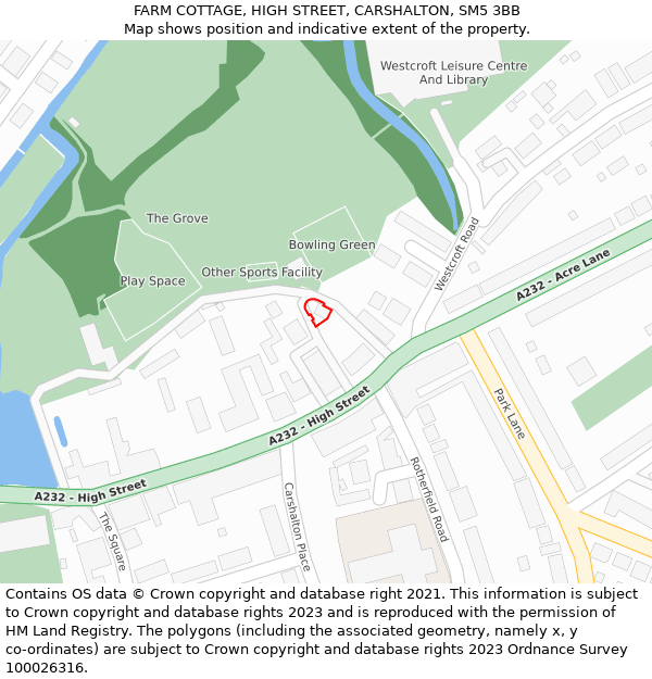 FARM COTTAGE, HIGH STREET, CARSHALTON, SM5 3BB: Location map and indicative extent of plot