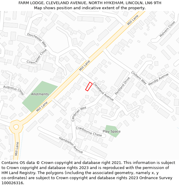 FARM LODGE, CLEVELAND AVENUE, NORTH HYKEHAM, LINCOLN, LN6 9TH: Location map and indicative extent of plot