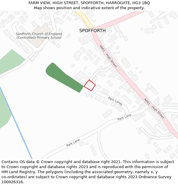 FARM VIEW, HIGH STREET, SPOFFORTH, HARROGATE, HG3 1BQ: Location map and indicative extent of plot