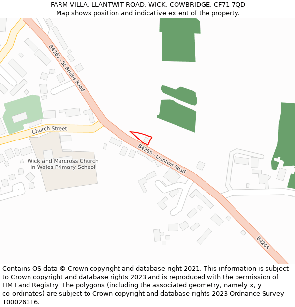 FARM VILLA, LLANTWIT ROAD, WICK, COWBRIDGE, CF71 7QD: Location map and indicative extent of plot