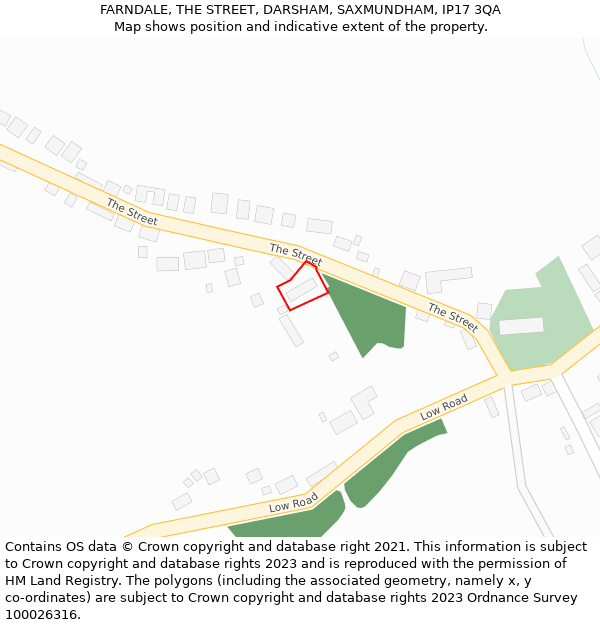 FARNDALE, THE STREET, DARSHAM, SAXMUNDHAM, IP17 3QA: Location map and indicative extent of plot
