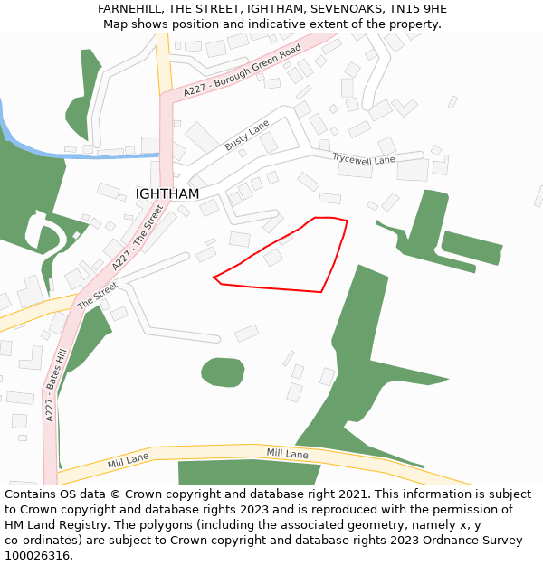 FARNEHILL, THE STREET, IGHTHAM, SEVENOAKS, TN15 9HE: Location map and indicative extent of plot