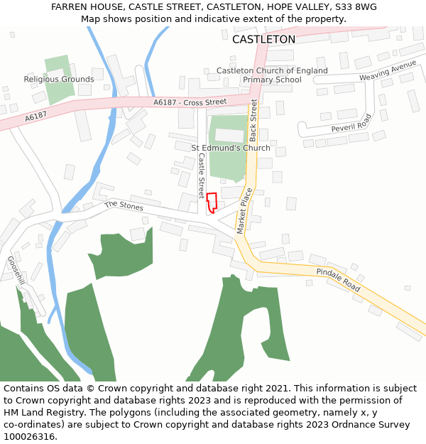 FARREN HOUSE, CASTLE STREET, CASTLETON, HOPE VALLEY, S33 8WG: Location map and indicative extent of plot