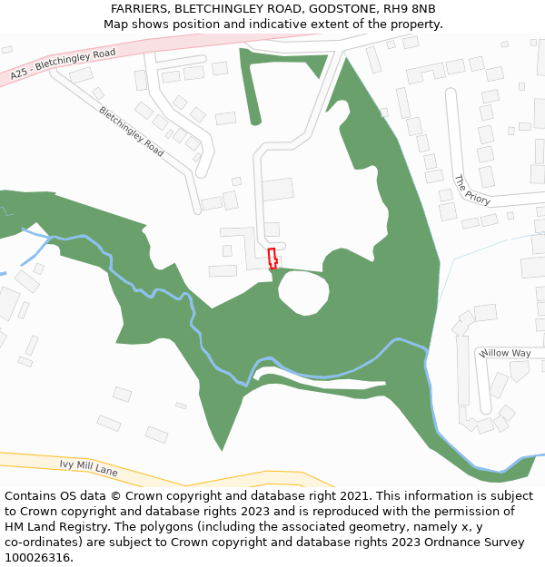 FARRIERS, BLETCHINGLEY ROAD, GODSTONE, RH9 8NB: Location map and indicative extent of plot