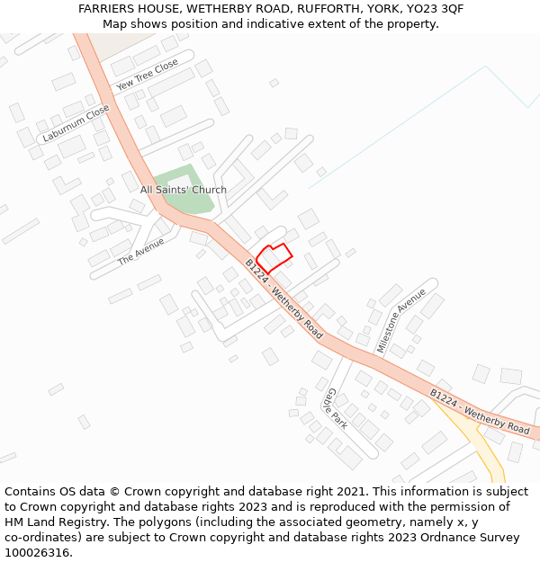 FARRIERS HOUSE, WETHERBY ROAD, RUFFORTH, YORK, YO23 3QF: Location map and indicative extent of plot