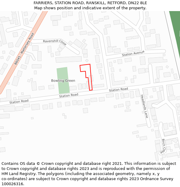 FARRIERS, STATION ROAD, RANSKILL, RETFORD, DN22 8LE: Location map and indicative extent of plot