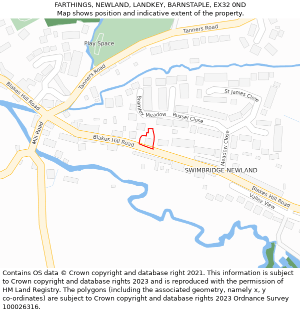 FARTHINGS, NEWLAND, LANDKEY, BARNSTAPLE, EX32 0ND: Location map and indicative extent of plot