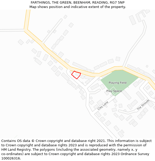 FARTHINGS, THE GREEN, BEENHAM, READING, RG7 5NP: Location map and indicative extent of plot