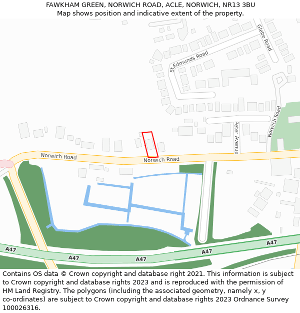 FAWKHAM GREEN, NORWICH ROAD, ACLE, NORWICH, NR13 3BU: Location map and indicative extent of plot