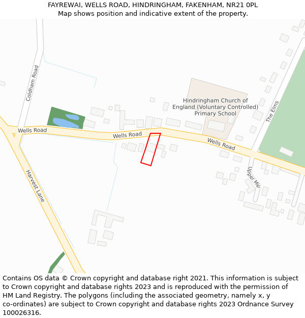 FAYREWAI, WELLS ROAD, HINDRINGHAM, FAKENHAM, NR21 0PL: Location map and indicative extent of plot